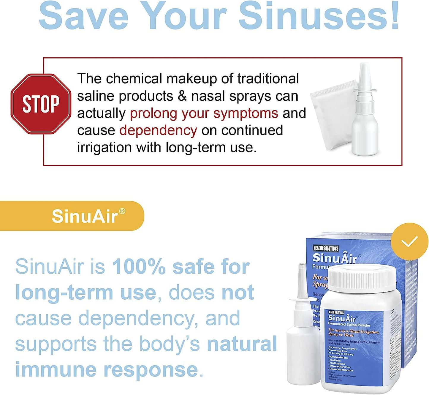 SinuAir Saline Powder Standard 200g Bottle