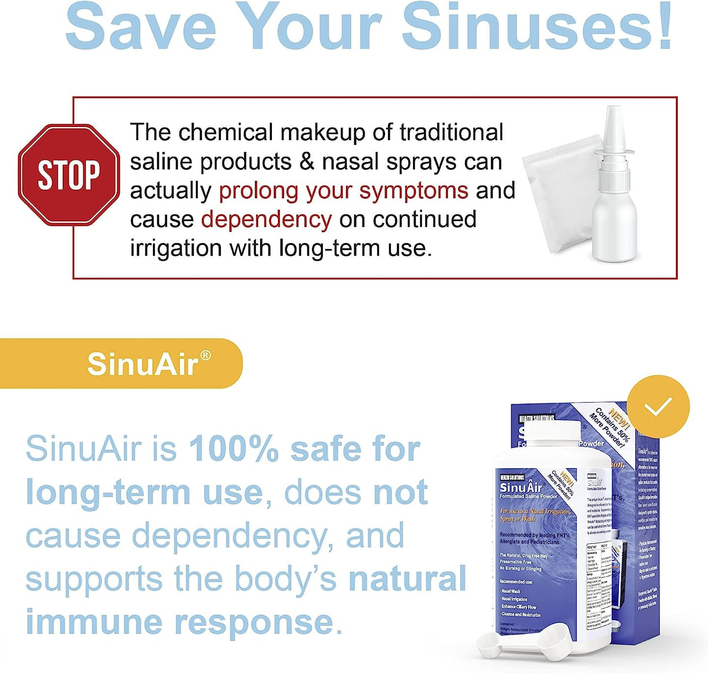 SinuAir Saline Powder Economy 300g Bottle